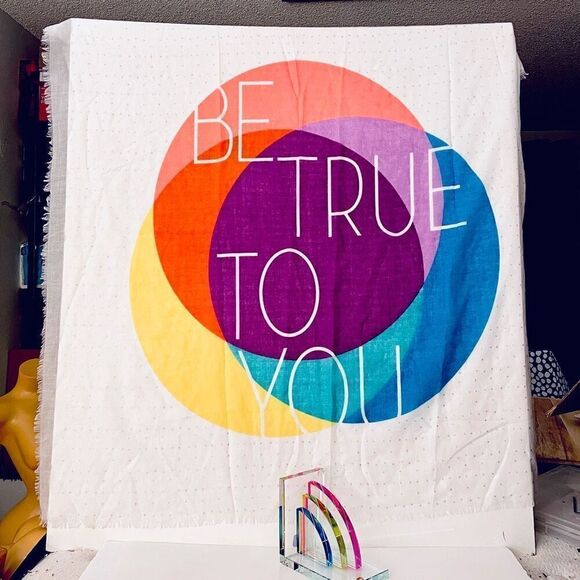 NWT Vintage Aeropostale Be True To You Rainbow Colors Pride Scarf Wrap Pashmina - Picture 12 of 12